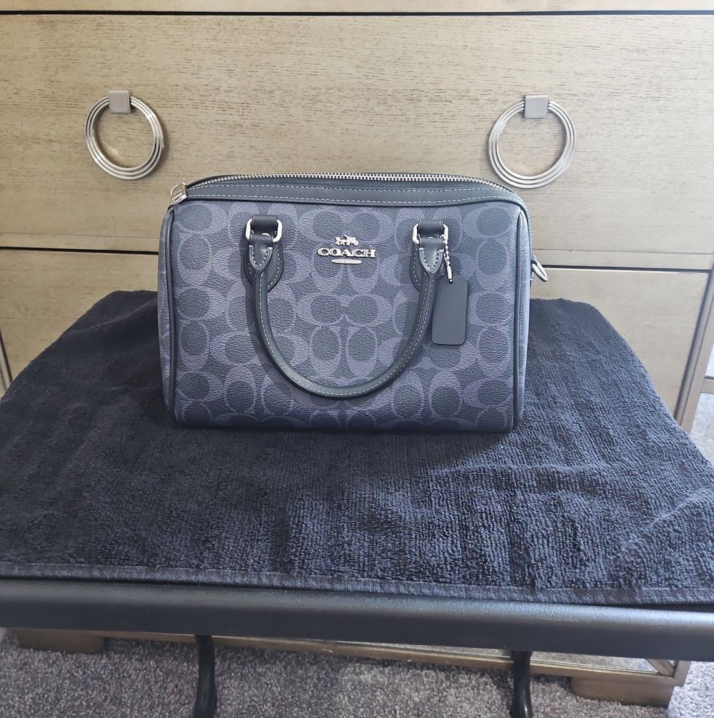 Coach Charcoal Gray Signature Small Satchel
